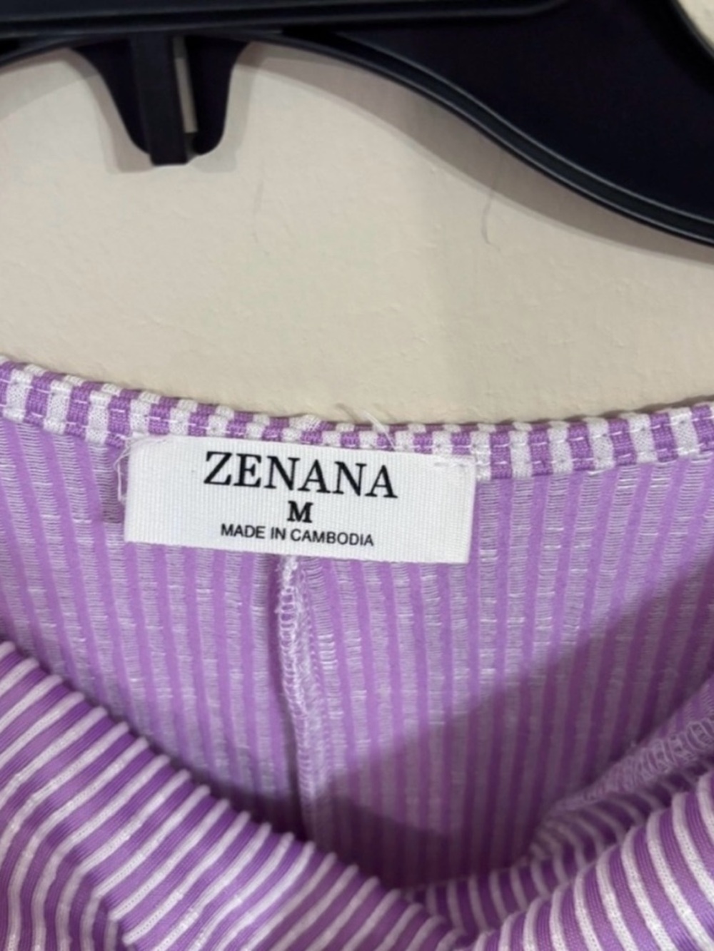 Zenana Outfitters Lavender Striped Cowl Neck Top - Picture 4 of 4